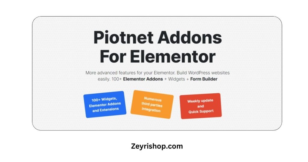 Free Download Piotnet Addons For Elementor and feel safe because it is not Piotnet nulled